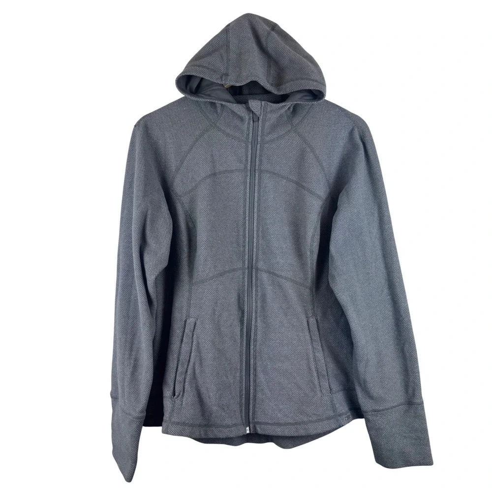 Prana Full Zip Hoodie Womens XL Gray Textured Waffle Knit Active W23170230